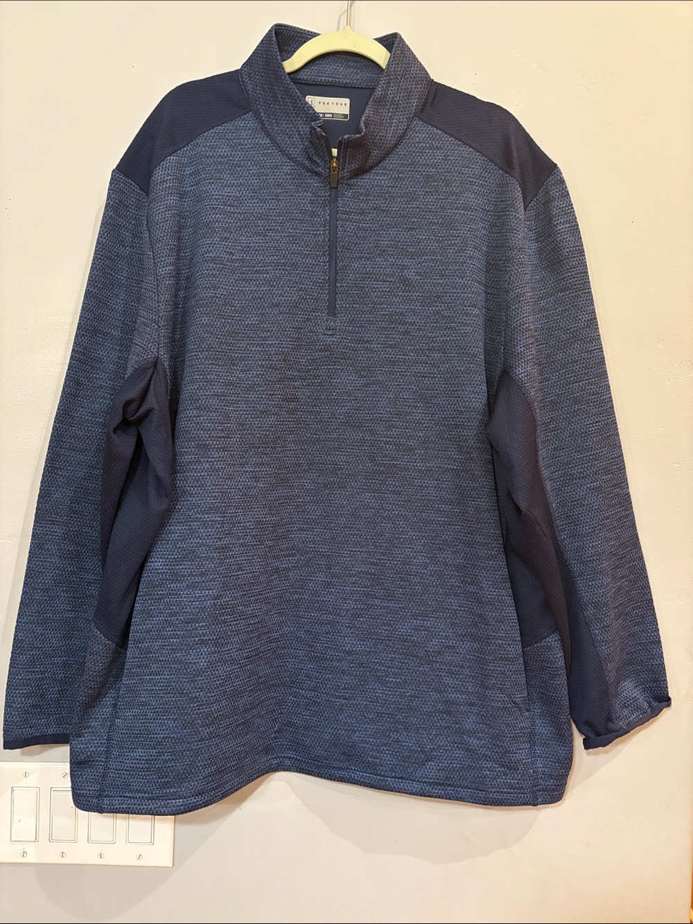 PGA TOUR Men’s XXL Blue Heather 1/4 Zip Golf Pullover Performance Shirt